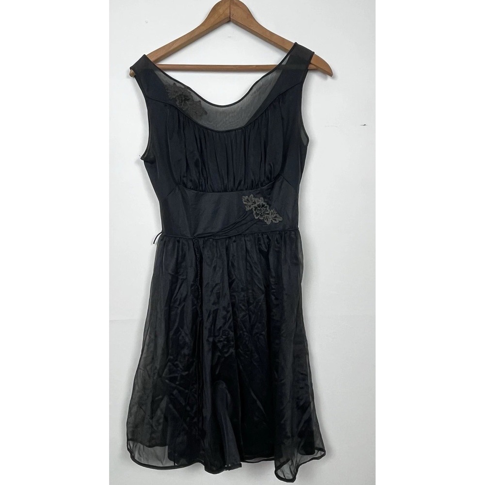 Shadowline Vintage Nightgown Slip Dress 34 Black Whimsigoth Balletcore Fairy 70s